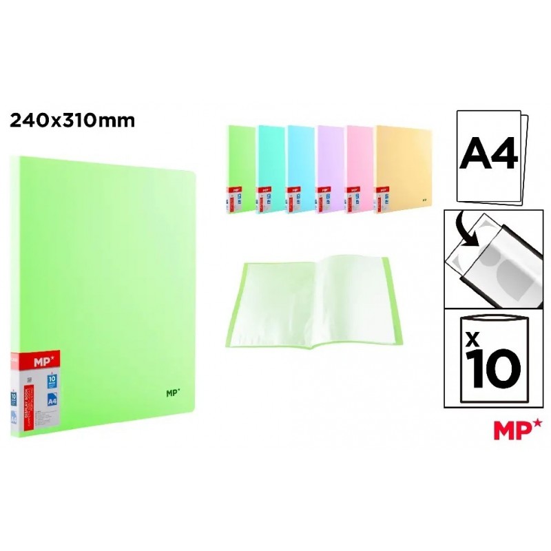 CARPETA 10 FUNDAS TAPAS A4 PASTEL