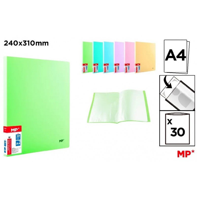 CARPETA DE 30 FUNDAS A4 TAPA PASTEL