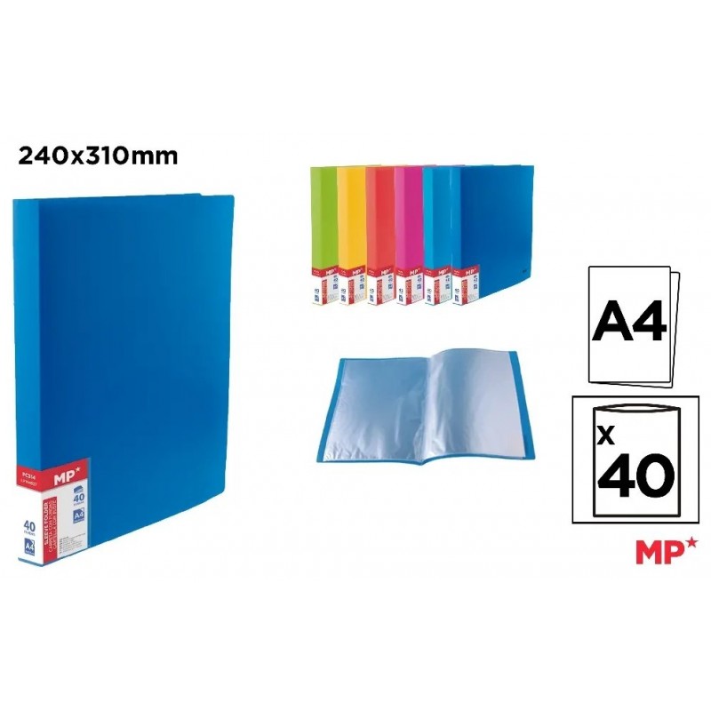 CARPETA 40 FUNDAS A4 TAPA FLUORESCENTE