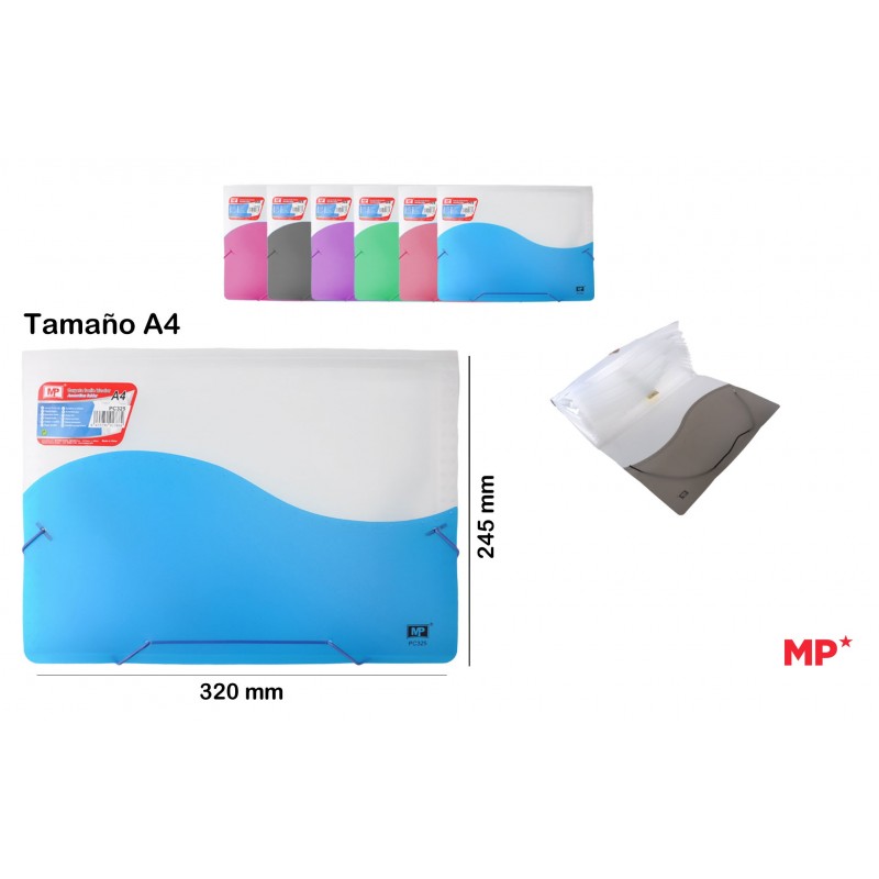 CARPETA FUELLE BICOLOR CON GOMAS 13 DEPARTAMENTOS