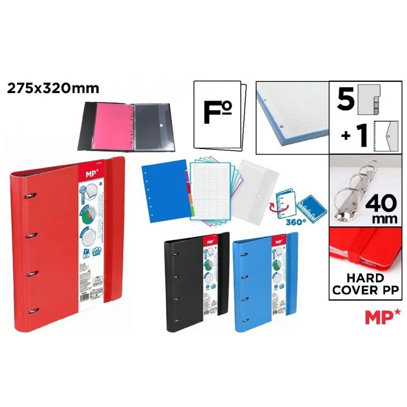 CARPETA PP 4 ANILLAS FOLIO PLUS RECAMBIO Y SEPARAD