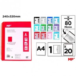 CARPETA TRANSLUCIDA 20 FUNDAS A4 CON ESPIRAL