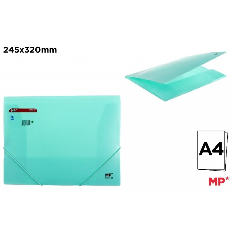 CARPETA CON SOLAPA Y GOMA A4 TURQUESA