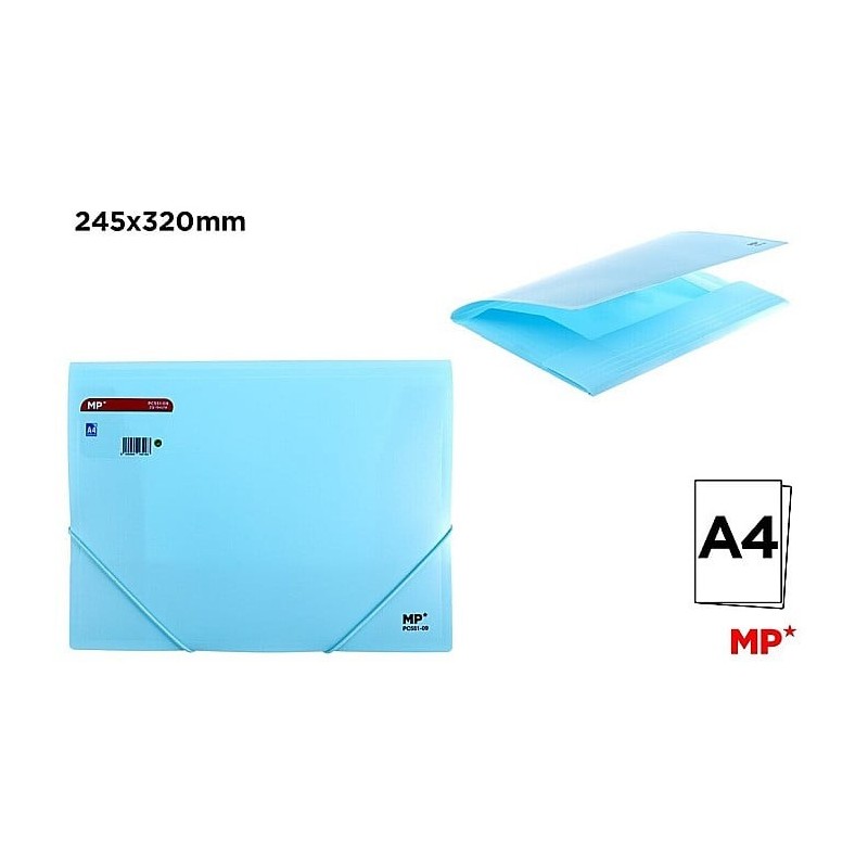 CARPETA CON SOLAPA Y GOMA A4 AZUL CIELO