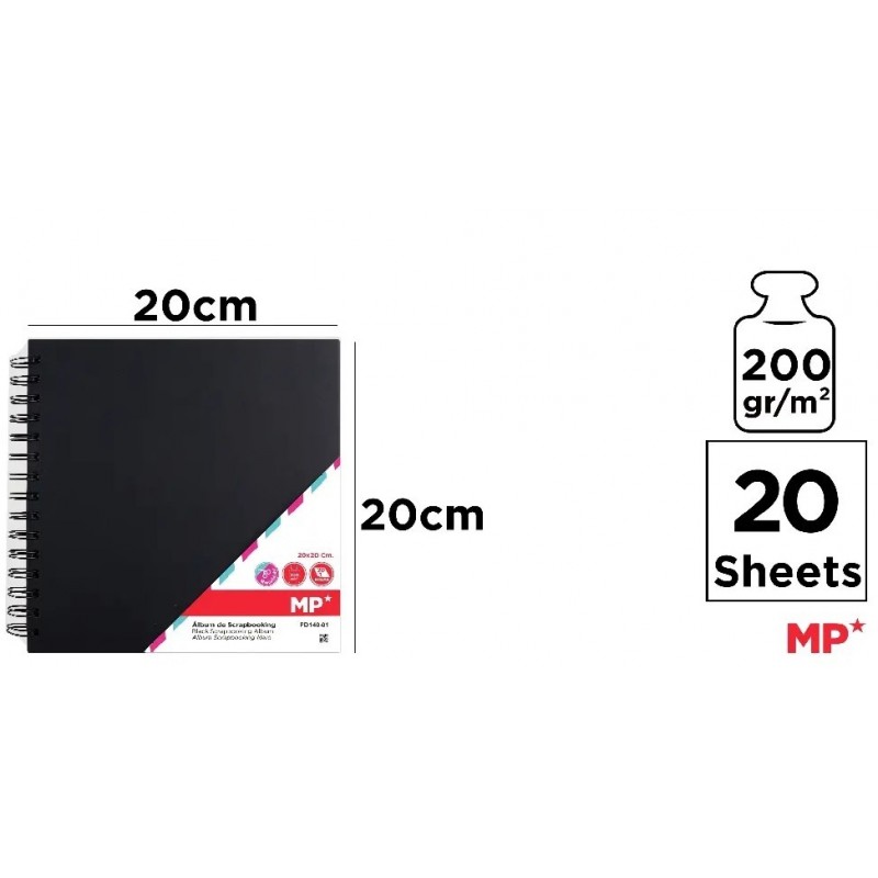 ALBUM PARA SCRAPBOOKING NEGRO 20x20CM