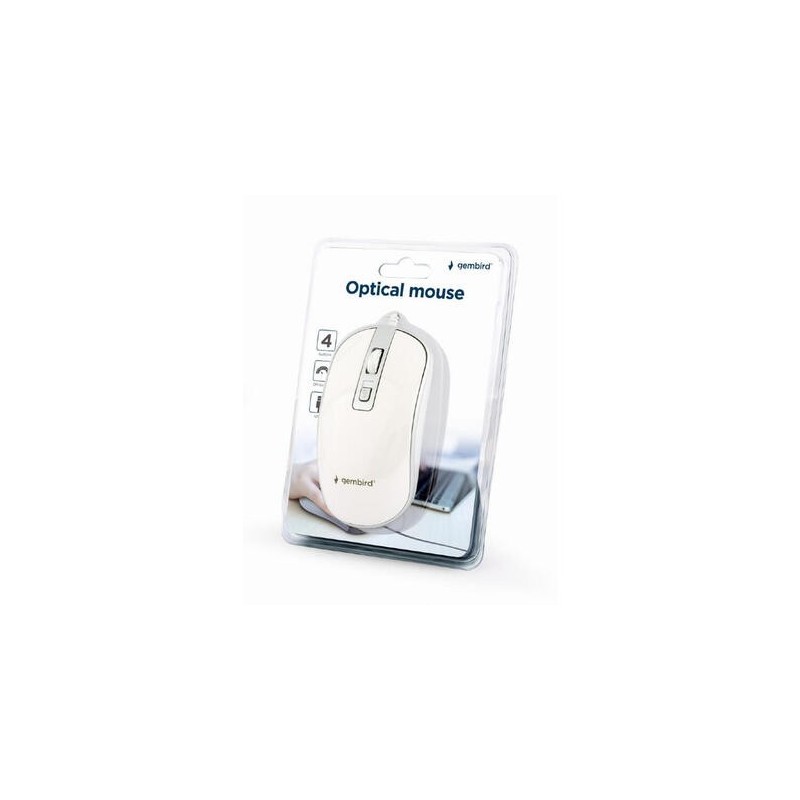 RATON GEMBIRD WIRED OPTICAL MOUSE USB WHITE