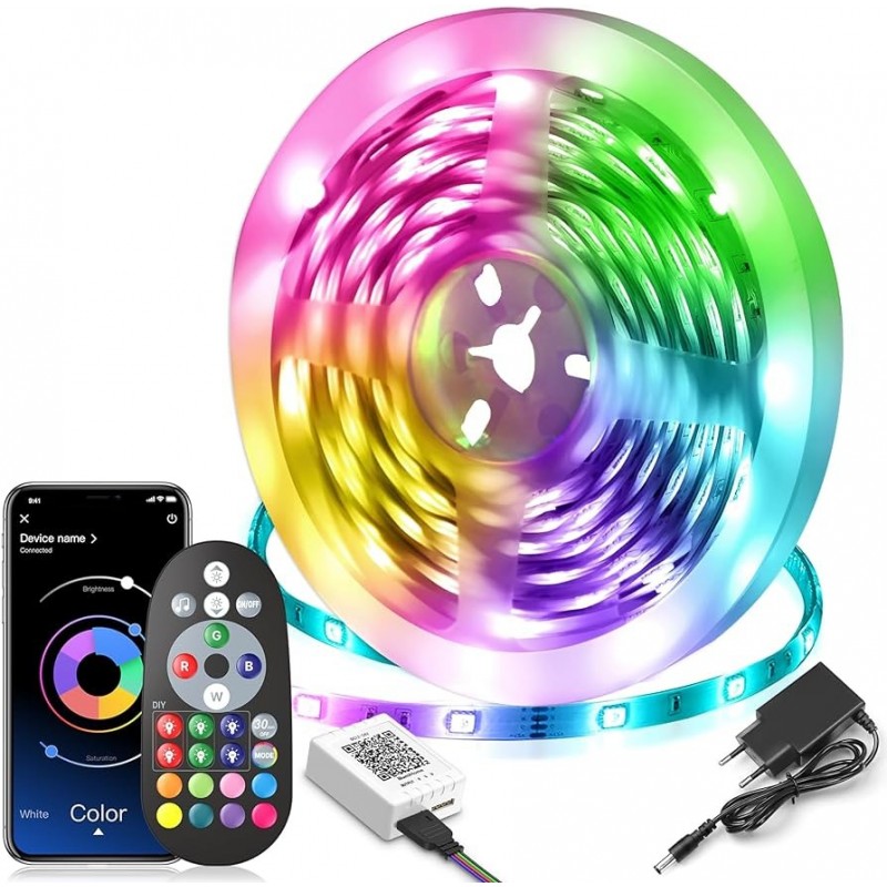 TIRAS LED 15MTS BLUETOOTH RGB 2x7.5MTS