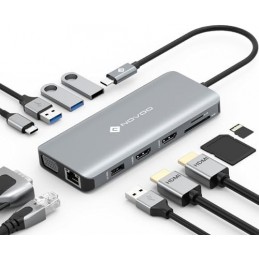 USB DOCK STATION 11 IN 1 HUB C 2 HDMI VGA RJ45