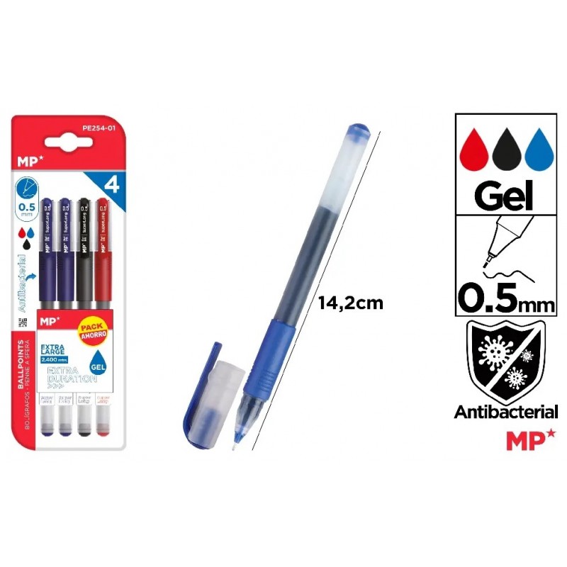 BOLIGRAFOS TINTA GEL PUNTA 0.5MM 4 UDS