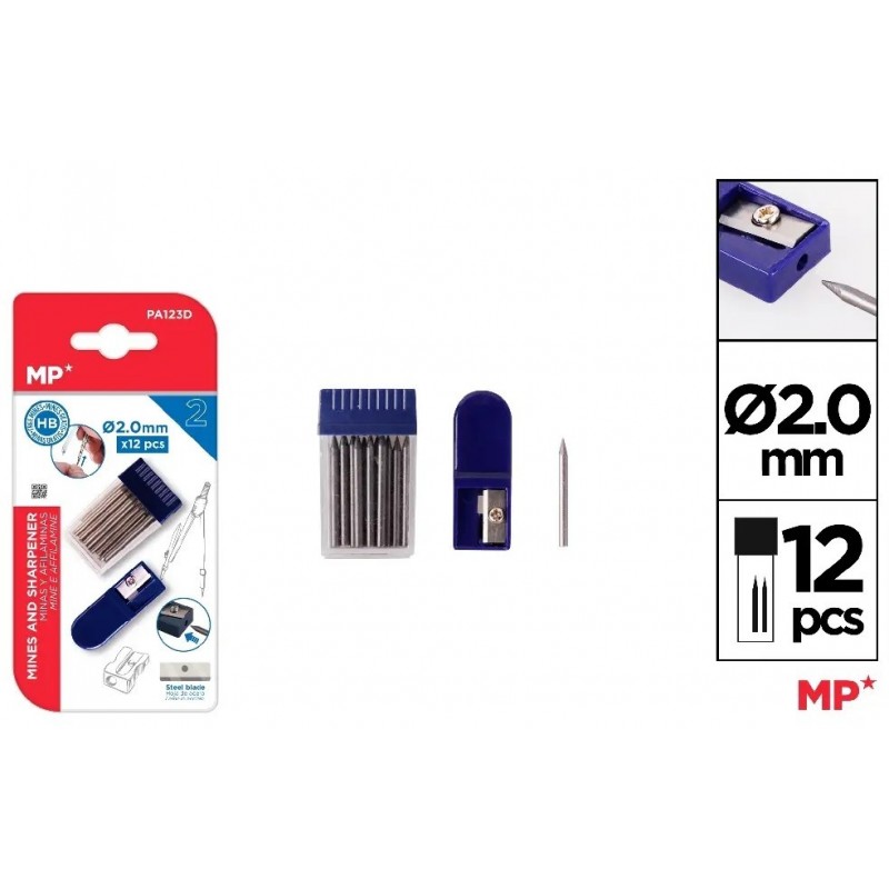 MINAS Y AFILAMINAS PARA COMPAS 2.0MM 12 UDS