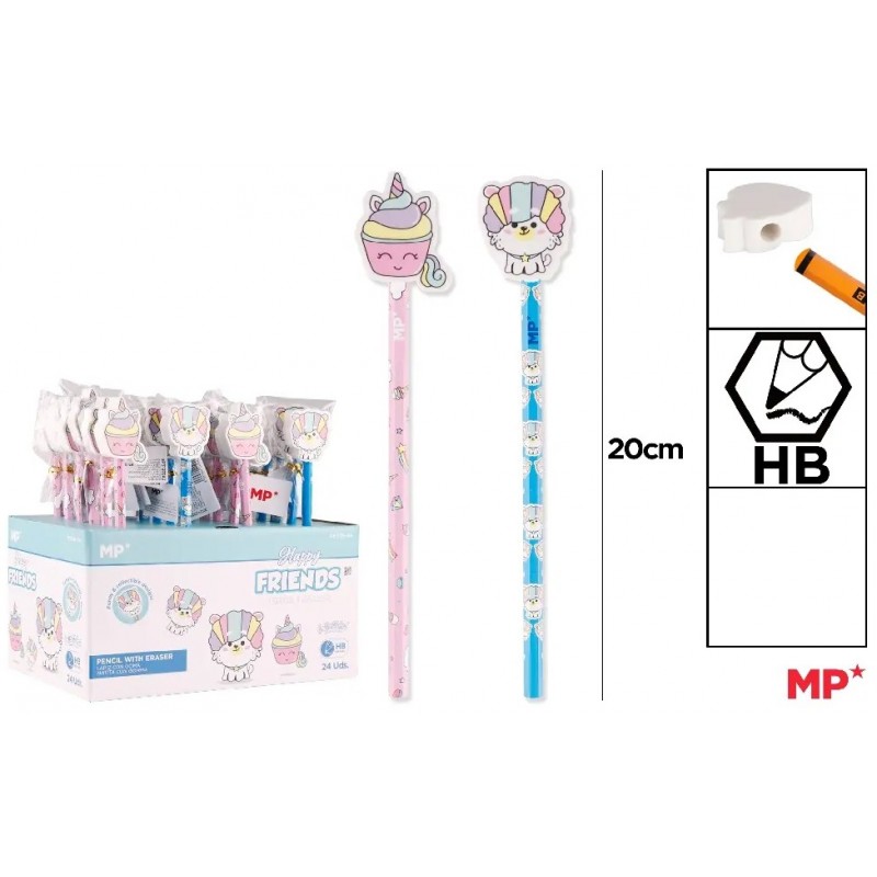 LAPIZ CON GOMA INFANTIL PERROS Y HELADOS