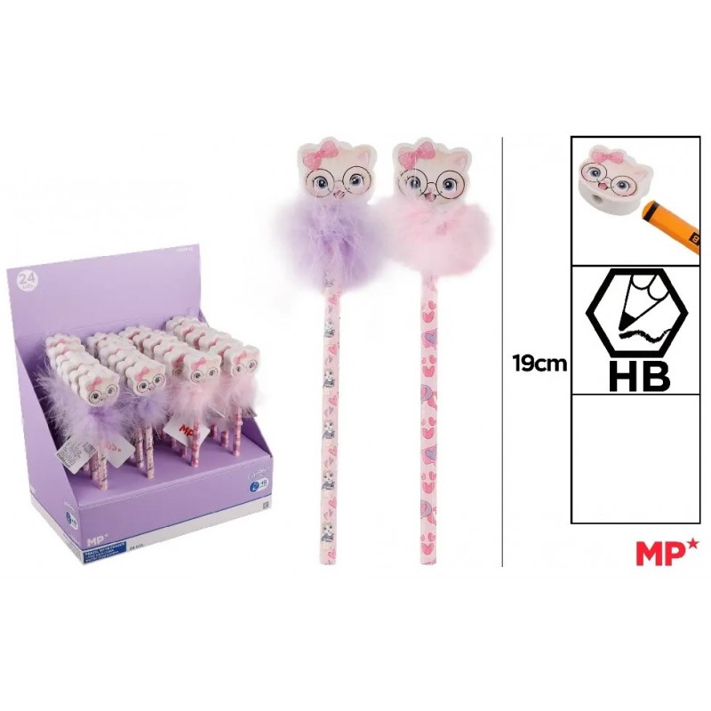 LAPIZ CON GOMA INFANTIL GATAS