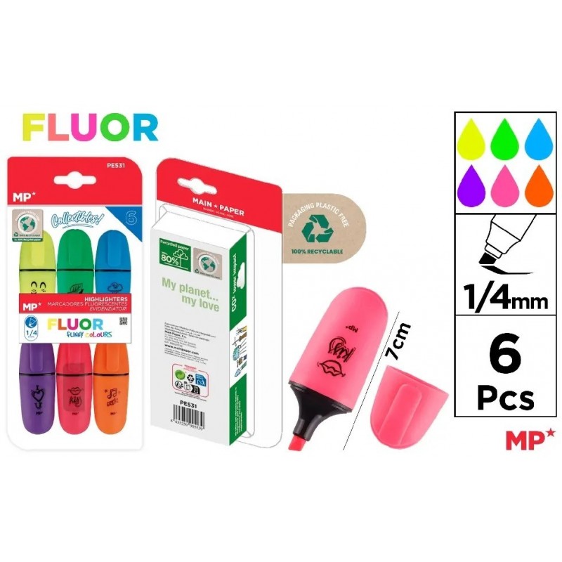 MARCADOR FLUORESCENTE MINI 6 UDS