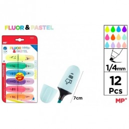 MARCADOR FLUORESCENTE Y PASTEL MINI 12 UDS