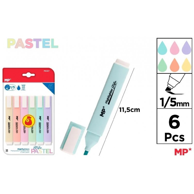 MARCADOR PASTEL 6 UDS. PACK AHORRO