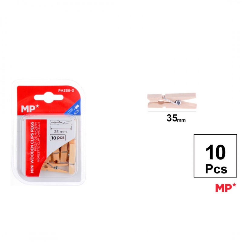 PINZA MADERA 35mm 10UDS