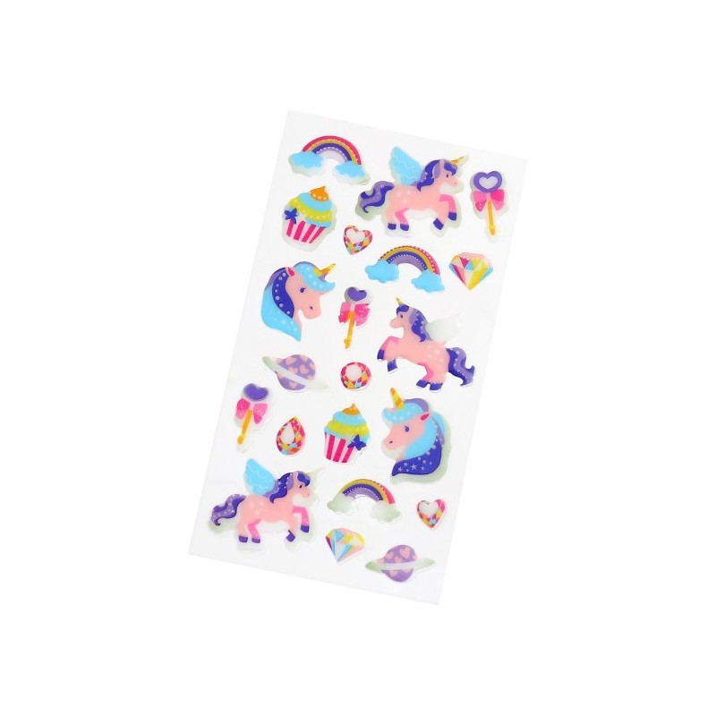 PEGATINAS 3D UNICORNIO ARCOIRIS