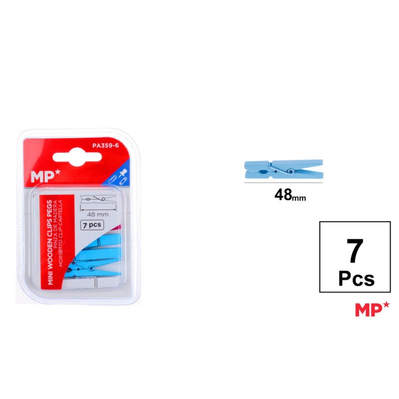 PINZA MADERA DE COLORES 48mm 7UDS