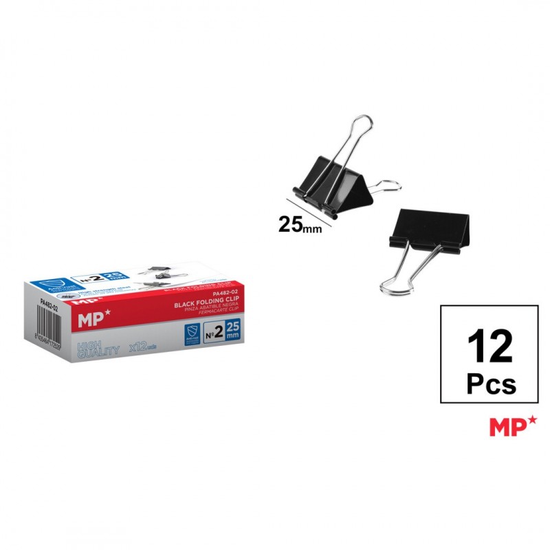 PINZA ABATIBLE NEGRO 25 MM 12 UDS
