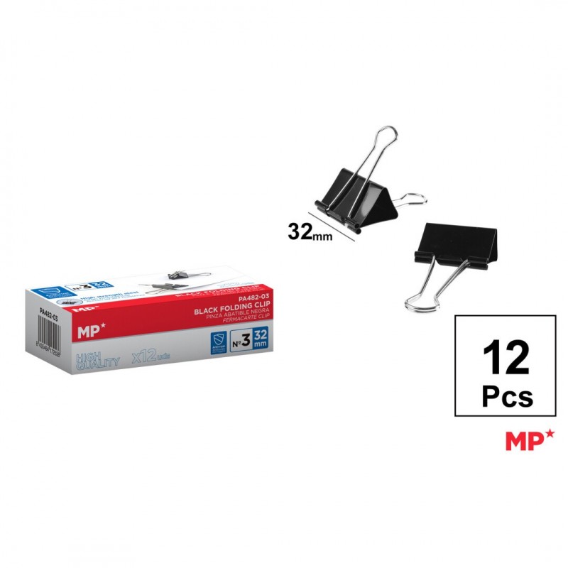 PINZA ABATIBLE NEGRO 32 MM 12 UDS