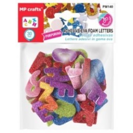 LETRAS DE EVA CON PURPURINA ADHESIVA