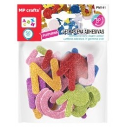 LETRAS DE EVA CON PURPURINA ADHESIVA GRANDES