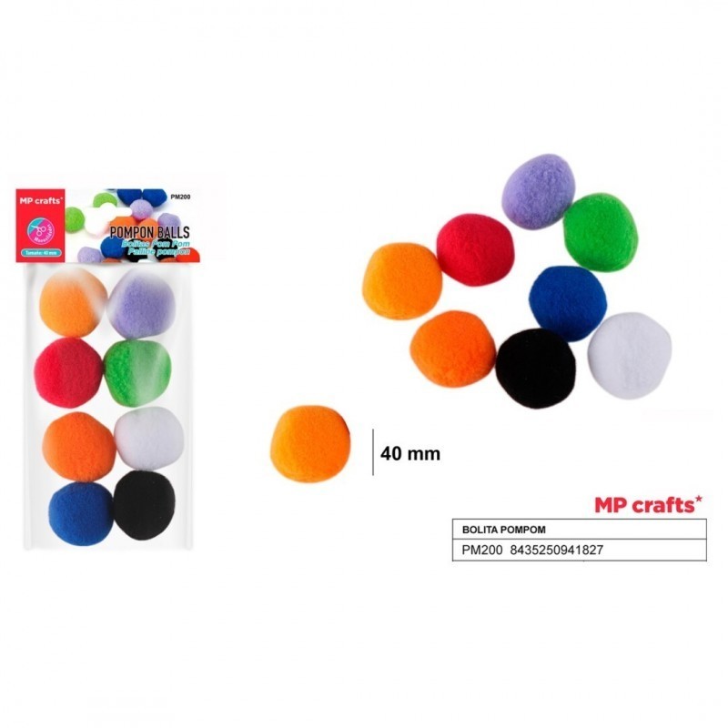 BOLITA POMPON DE COLORES SURTIDOS 4CM