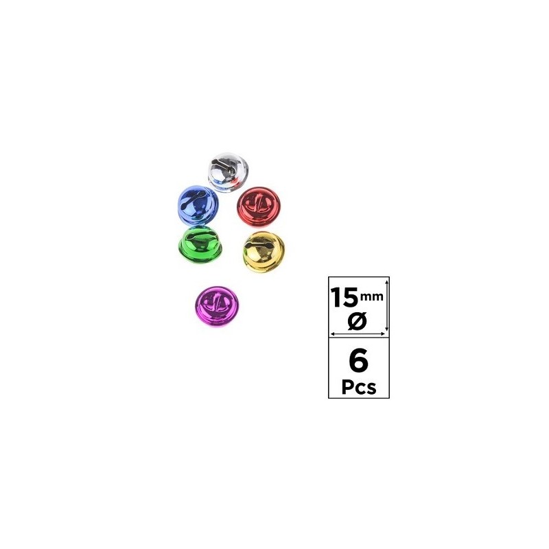 CASCABEL DE COLORES 15mm 6UDS