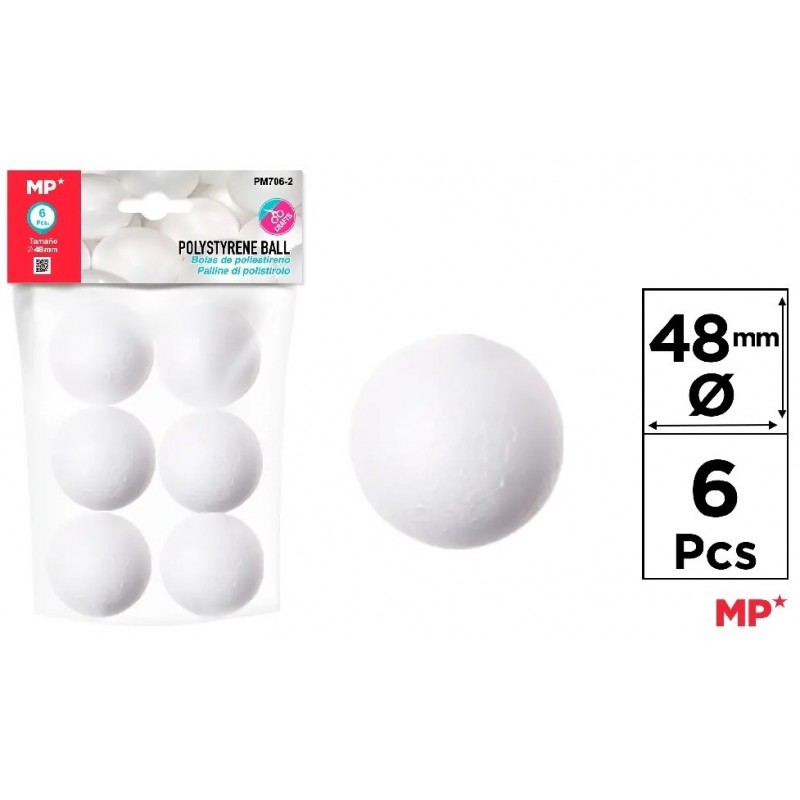 BOLA POLIESTIRENO 48MM 6 UDS