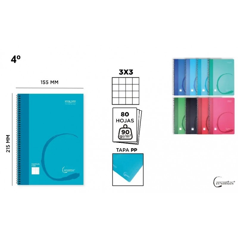 CUADERNO CUARTILLA 3x3 80 HOJAS PP