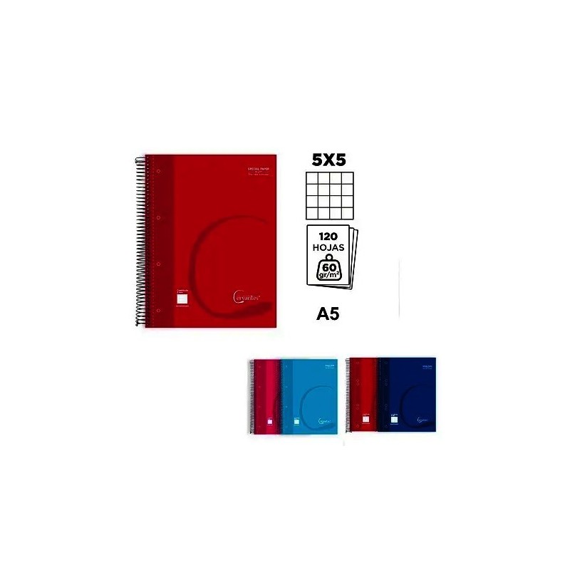 CUADERNO EXTRADURA A5 120 HOJAS CUADRO 5X5