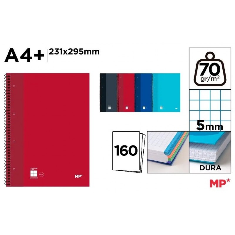 CUADERNO TAPA FORRADA EXTRADURA A4 5x5 160H 70G