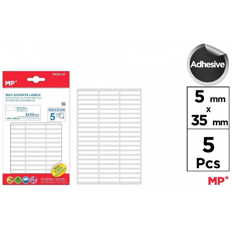 ETIQUETAS BLANCAS 5x35mm 300 UDS