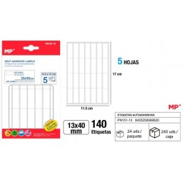 ETIQUETAS BLANCAS 13x40mm 140 uds 5 HOJAS