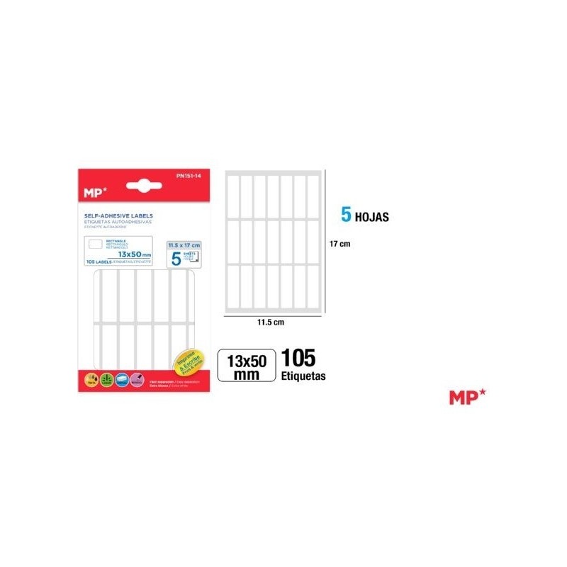 ETIQUETAS BLANCAS 13x50mm 105 UDS