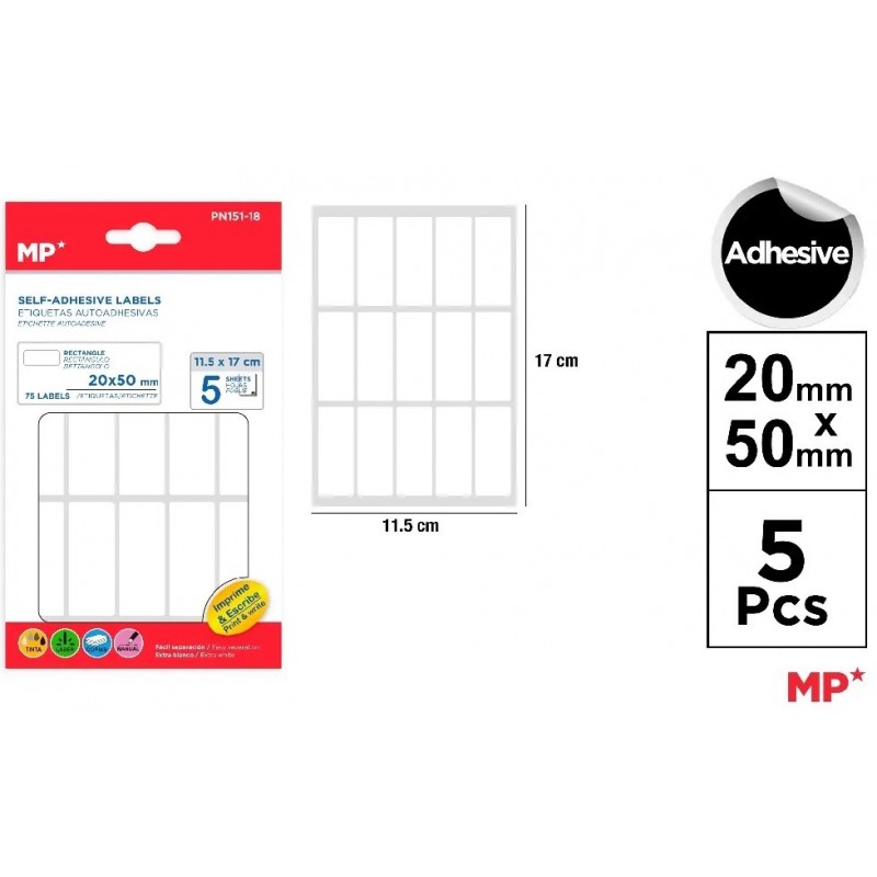 ETIQUETAS BLANCAS 20x50mm 105 UDS