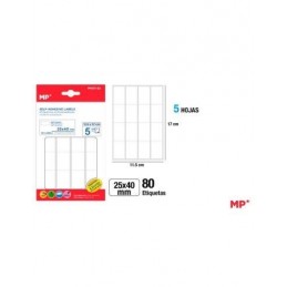 ETIQUETAS BLANCAS 25x40mm 80UDS 5 HOJAS