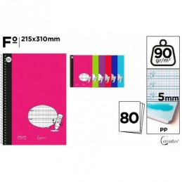 CUADERNO BASIC PP FOLIO 80H 5x5MM 90GR CERVANTES