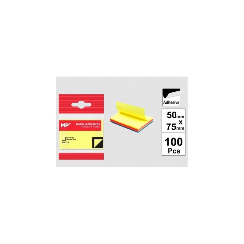 NOTAS ADHESIVAS NEON 50x75mm 100 HOJAS