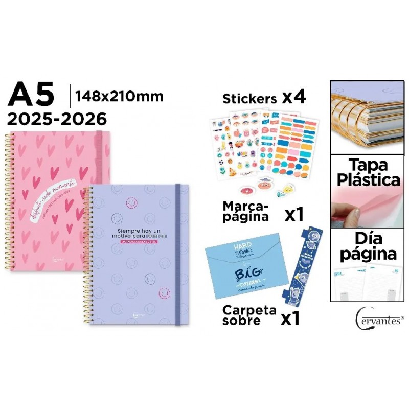 AGENDA ESCOLAR A5 PREMIUM DIA PAGINA PP SONREIR