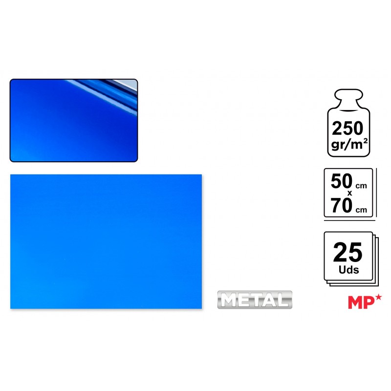 CARTULINA METALIZADA AZUL 50x70cm 250GR