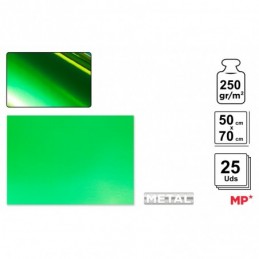 CARTULINA METALIZADA VERDE 50x70cm 250GR