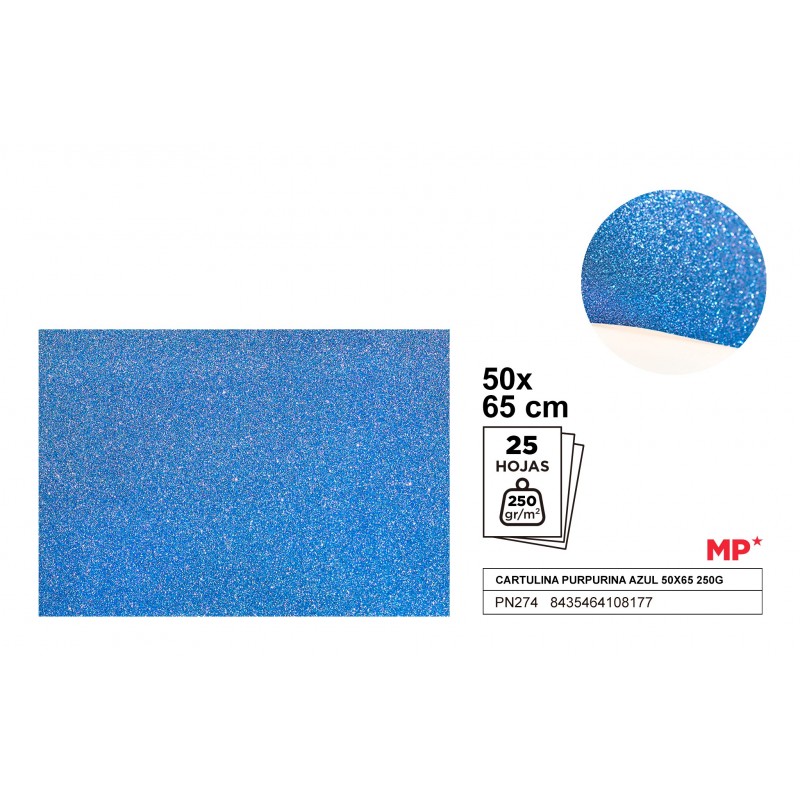CARTULINA PURPURINA AZUL 50x70CM 250GR