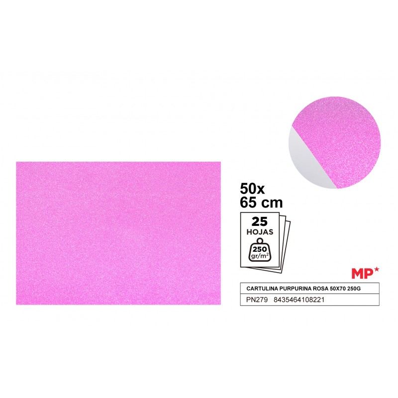 CARTULINA PURPURINA ROSA 50x70CM 250GR