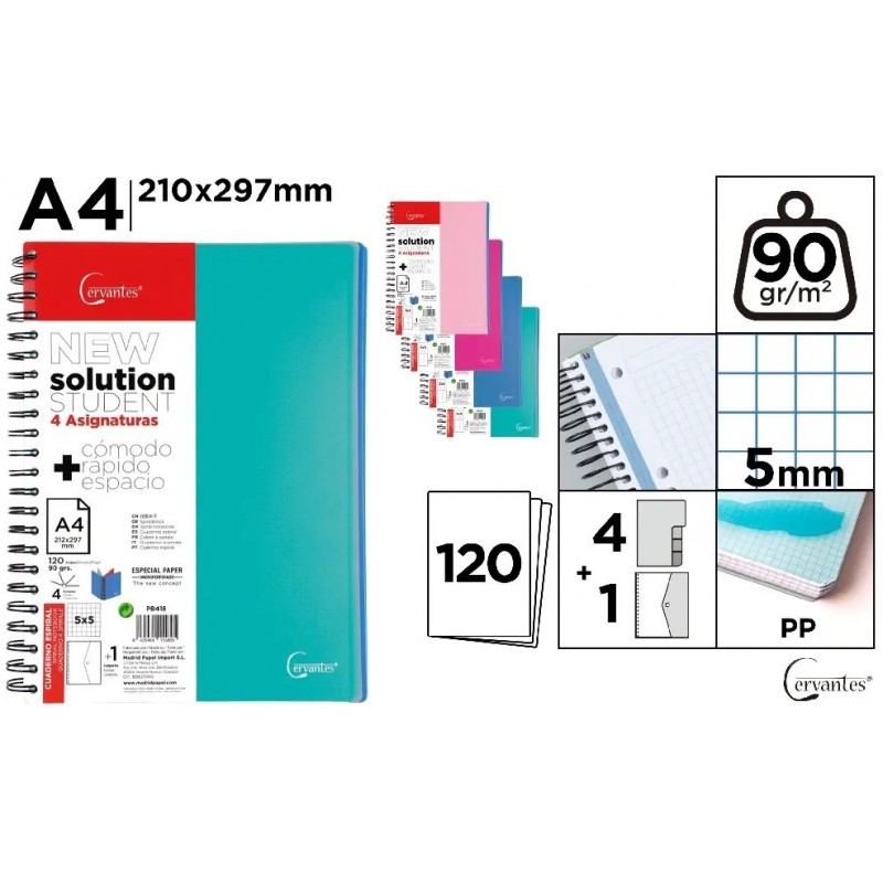 CUADERNO A4 120 HOJAS Y 4 TAPAS
