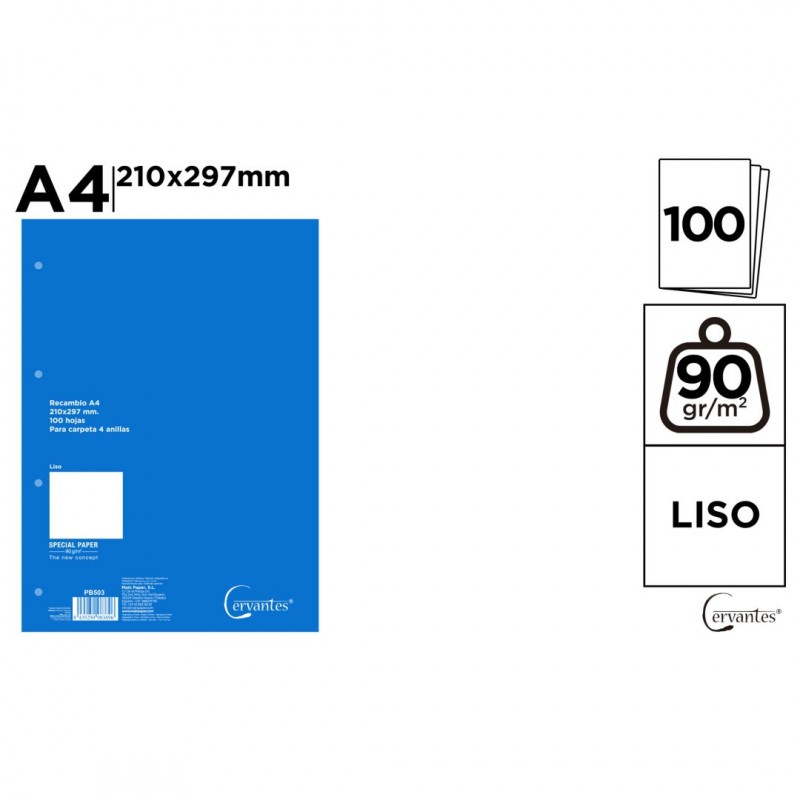 RECAMBIO A4 LISO 100H 90GR