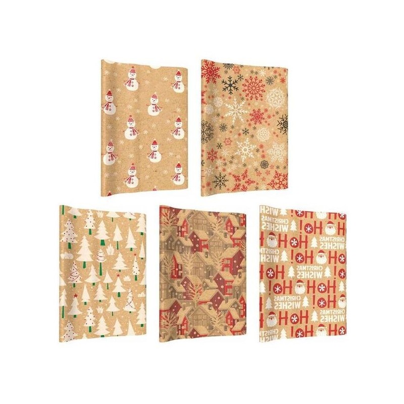 PAPEL REGALO ROLLO 70x150 KRAFT NAVIDAD