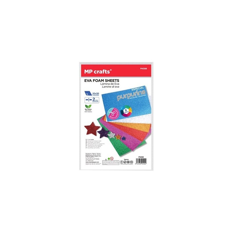 GOMA EVA PURPURINA SURTIDO 20x30 5 COLORES