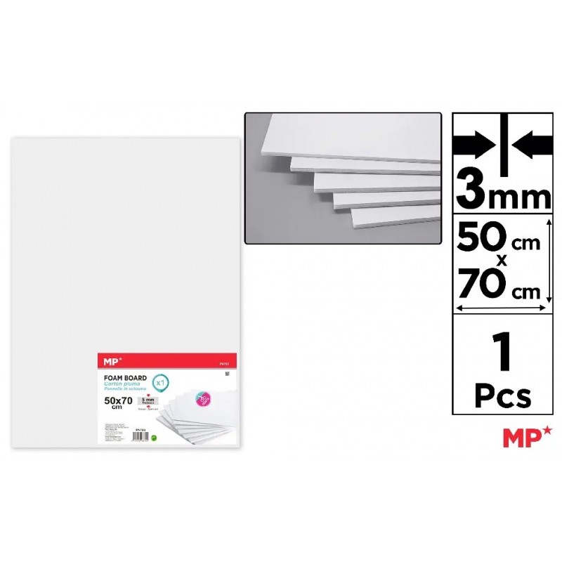CARTON PLUMA 50x70cm BLANCO 3MM