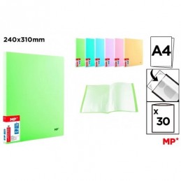 CARPETA DE 30 FUNDAS A4 TAPA PASTEL